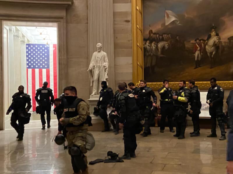 Law enforcement takes control at the U.S. Capitol building on Jan. 6, 2021.