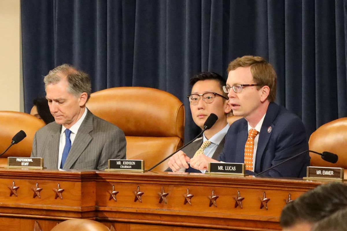 Dusty Johnson presides over a committee meeting in Congress