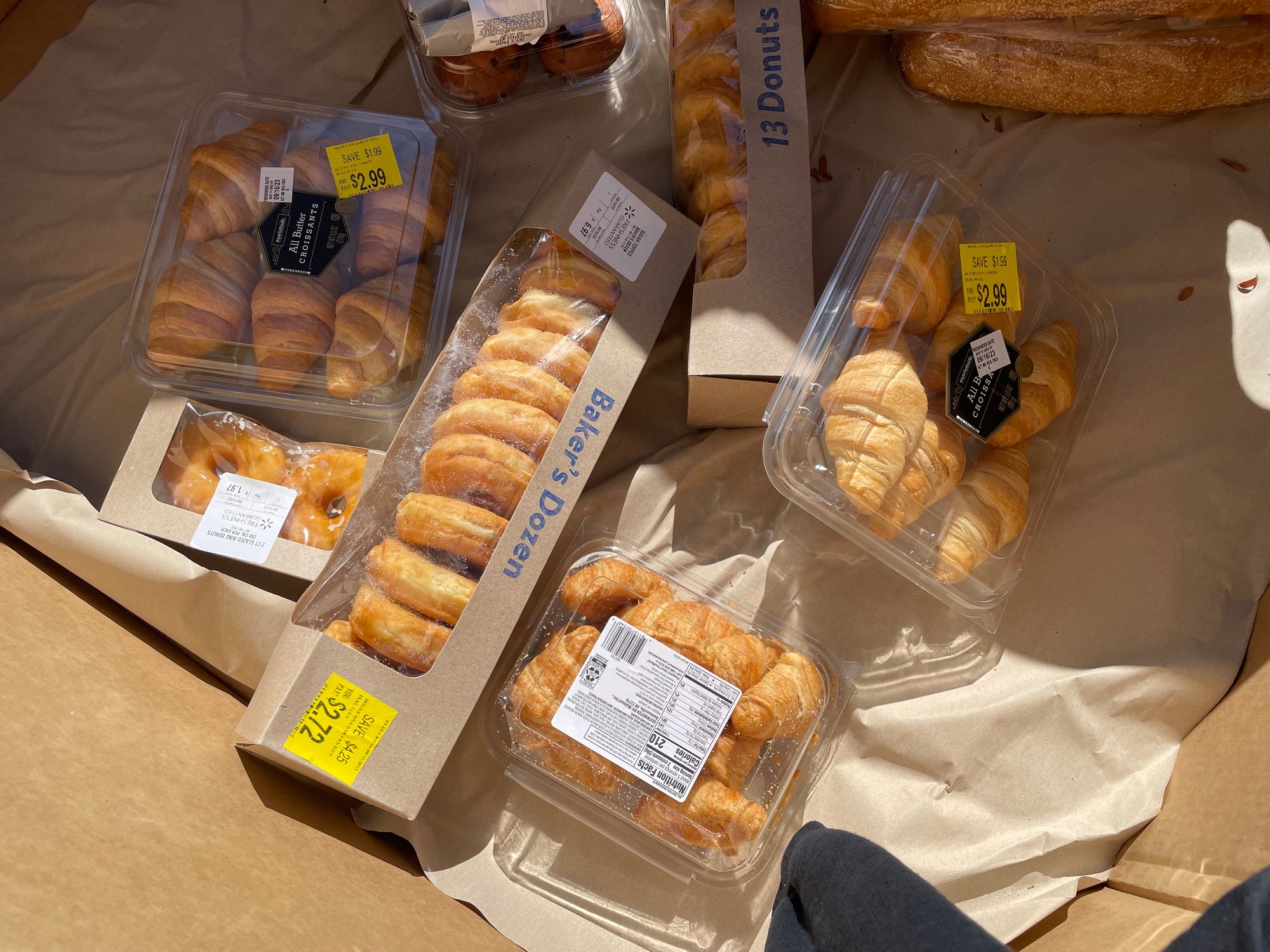 Baked goods are shown at a pickup location for a food bank in Rapid City, South Dakota.