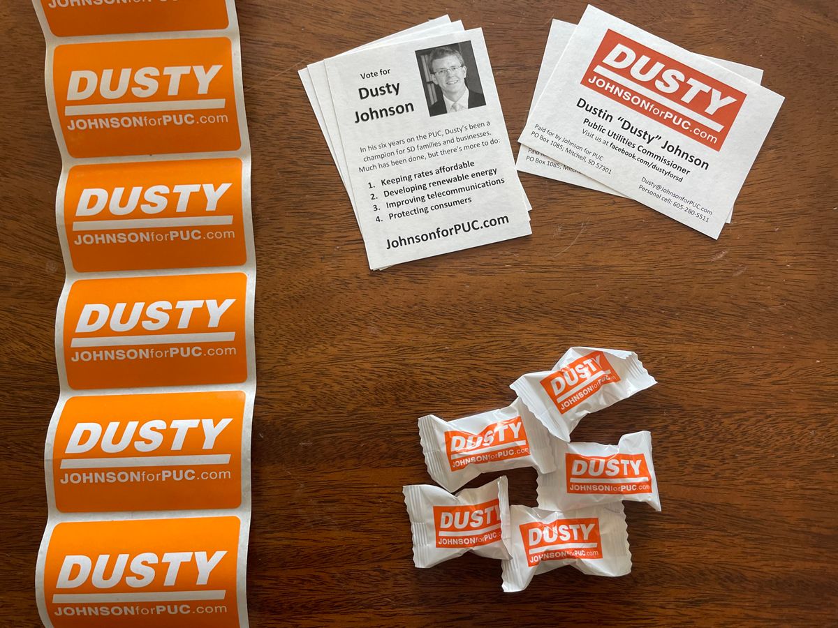 Dusty Johnson campaign materials are shown from his Public Utilities Commission campaign