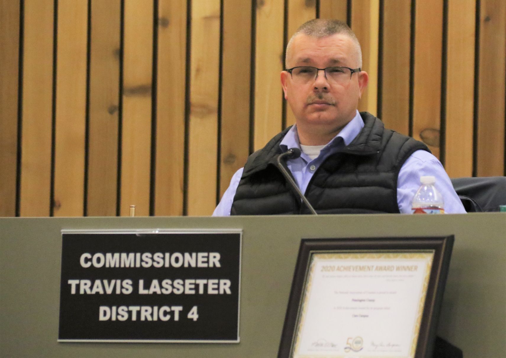 Pennington County Commissioner Travis Lasseter is shown at a meeting