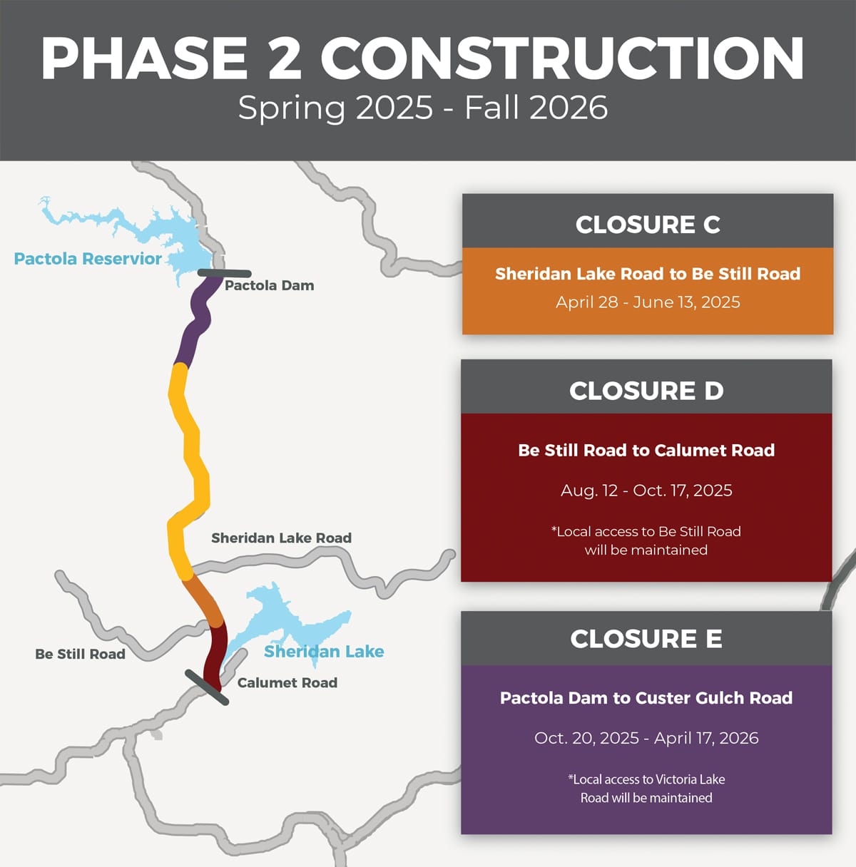 A illustration shows the planned closures on Highway 385 in the Black Hills, South Dakota.