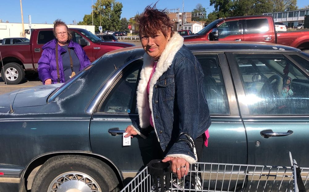 Grocery shoppers Deb Buringa, at left, and Kathy Ryther, shown at a food store in Pierre, S.D., 