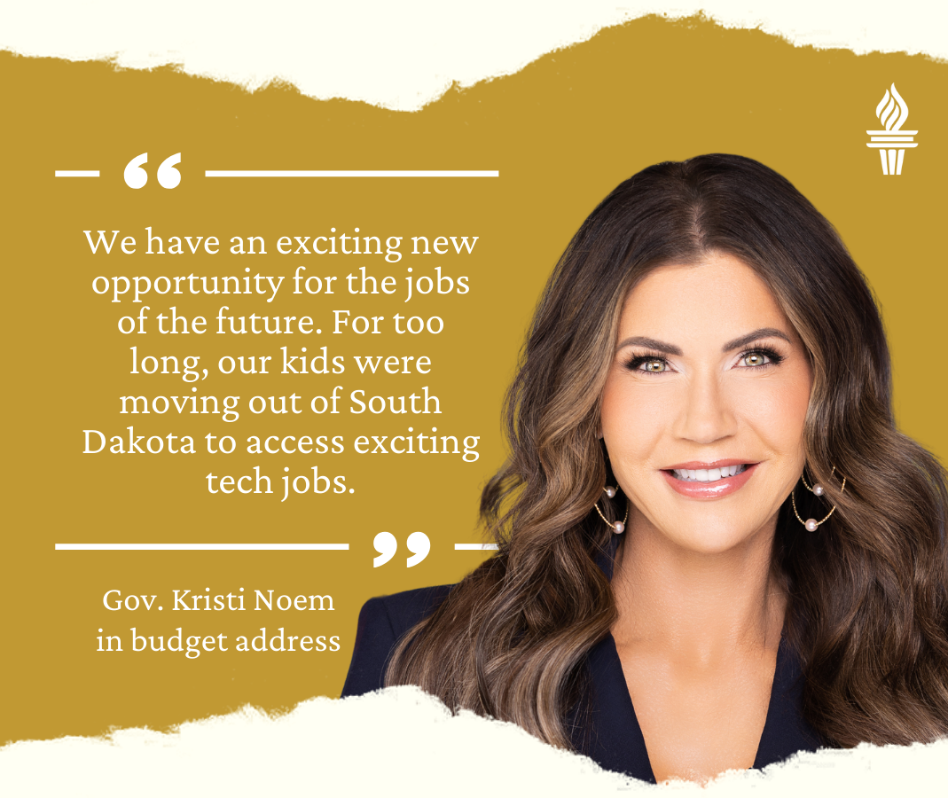 Quote from South Dakota governor Kristi Noem: "We have an exciting new opportunity for the jobs of the future."