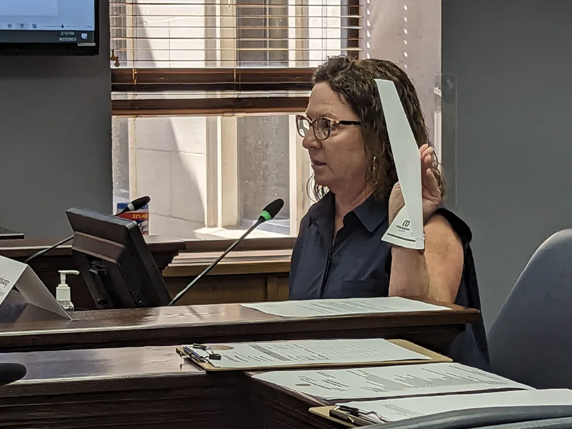 Minnehaha County Auditor Leah Anderson is shown at a county commission meeting