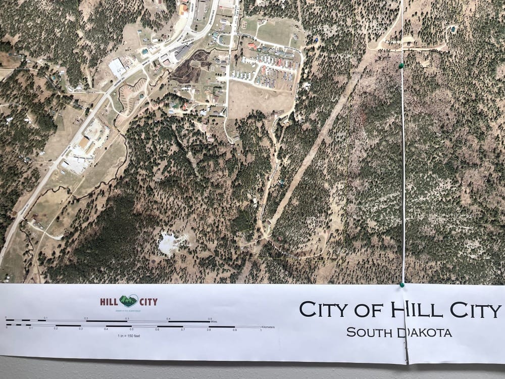 Overhead map of Hill City showing lack of available land.