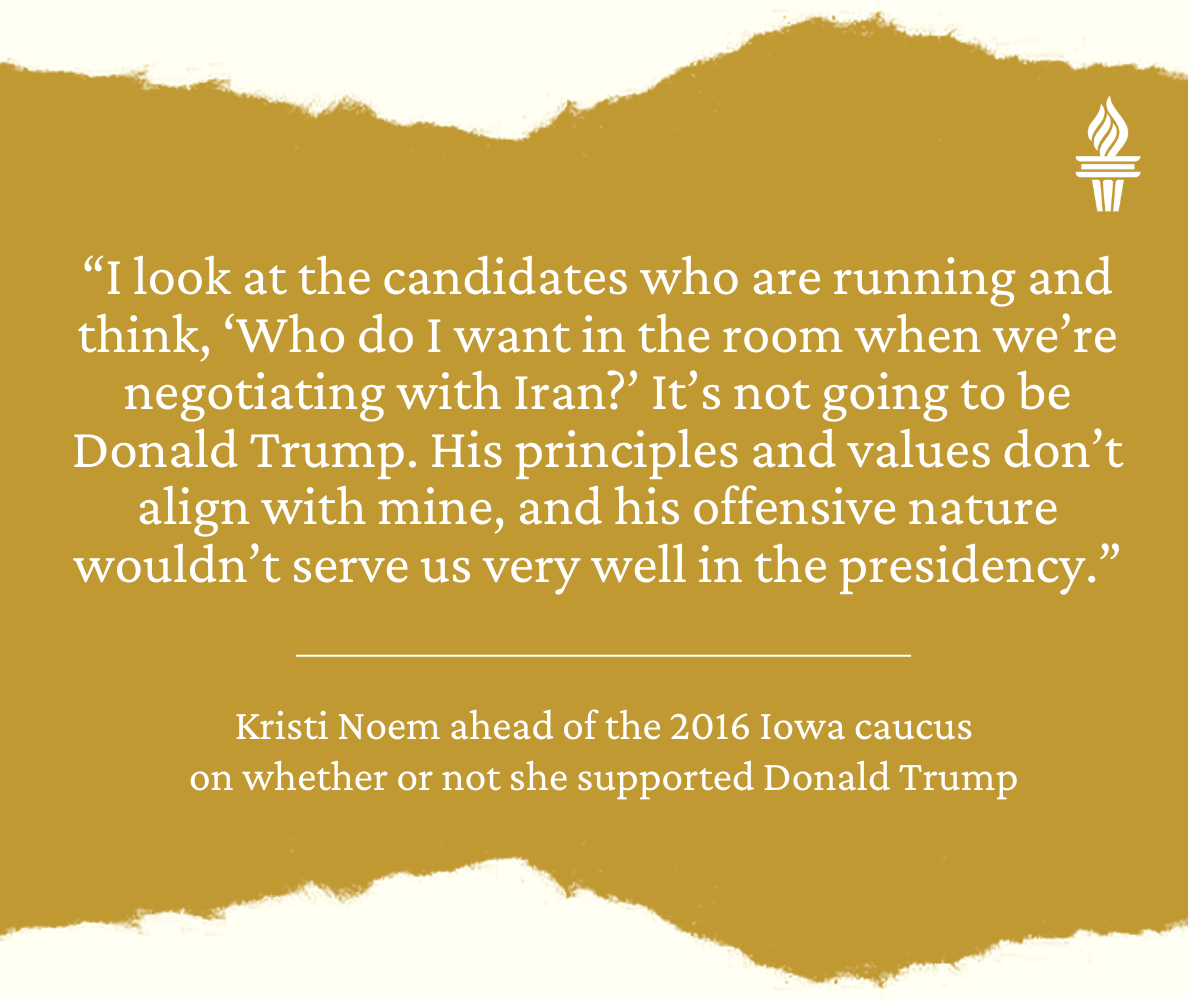 Kristi Noem quote on Donald Trump