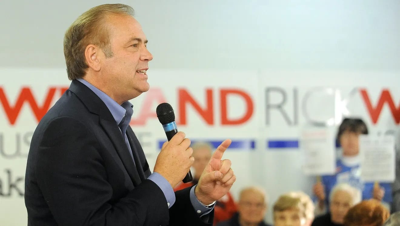 Rick Weiland speaks to a crowd while running for senate in 2014