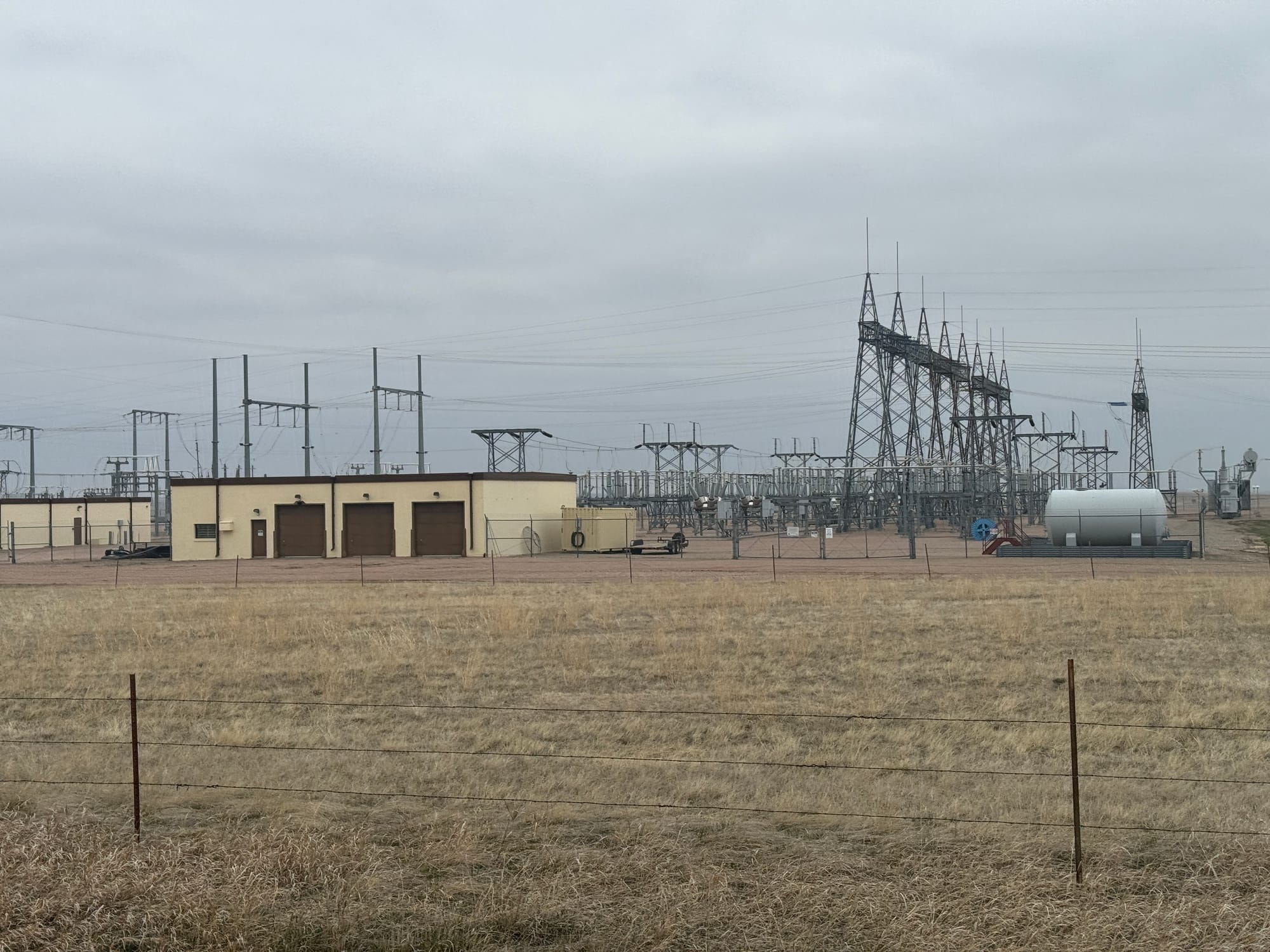 Electrical grids at the Wild Springs Solar Project in New Underwood, South Dakota.