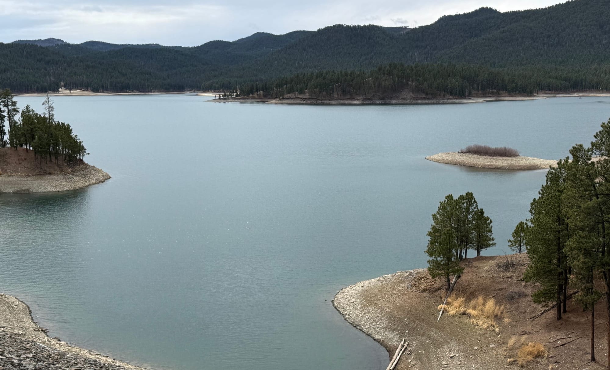 An aerial view of Pactola Resevoir in the Black Hills of South Dakota