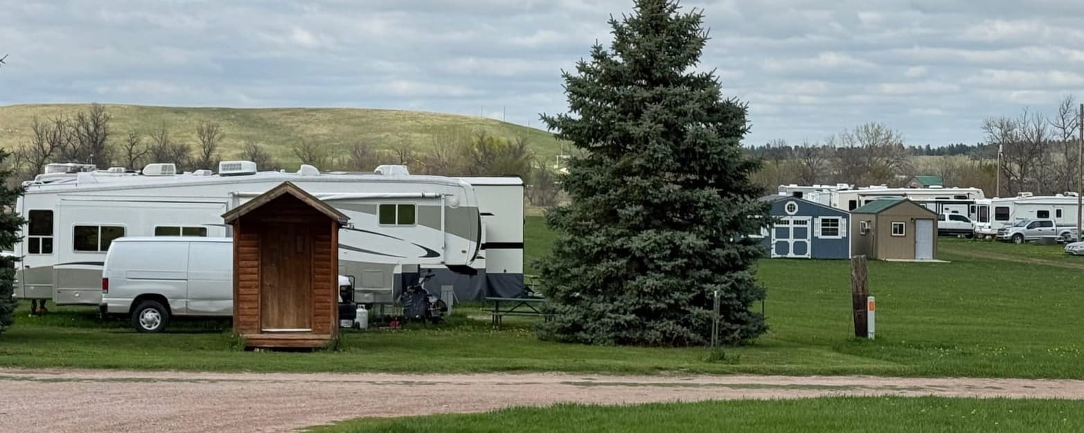 Recreational vehicles at a campground in the Black Hills