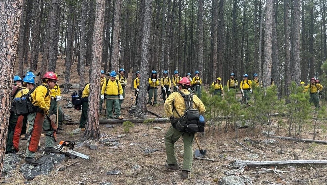 Students from the Boxelder Job Corps facility in Nemo, S.D., participated in wildfire training held by the U.S. Forest Service in 2025. 