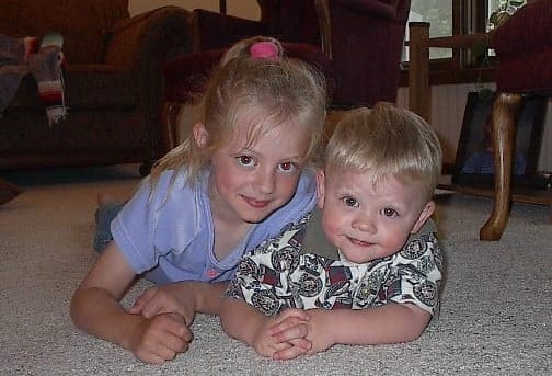Brianna Easton and Matthew Weber as children at their home in Aberdeen.