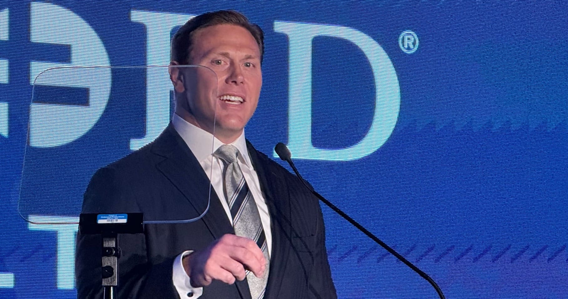 Sanford Health CEO Bill Gassen speaks at the Hyatt Place hotel in Rapid City, S.D. during the Nov. 17, 2025 announcement of plans for a new medical campus in the city. 