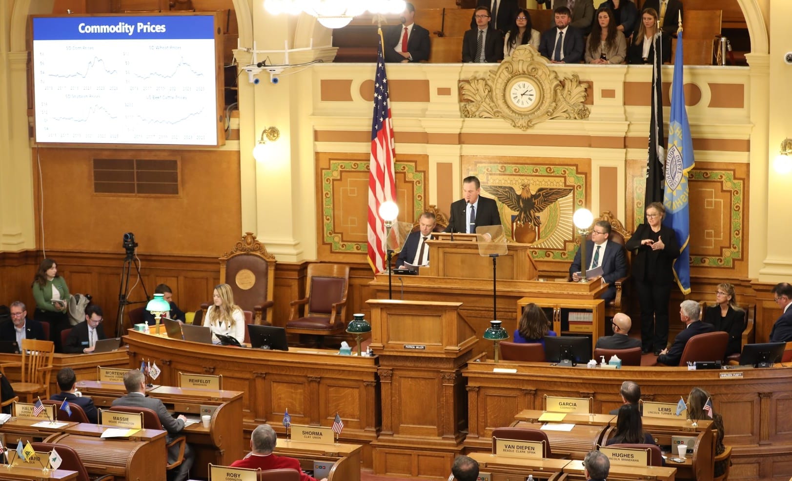 Gov. Larry Rhoden gave his 2025 budget address on Dec. 2, 2025, to the Legislature in the state Capitol in Pierre, S.D. 