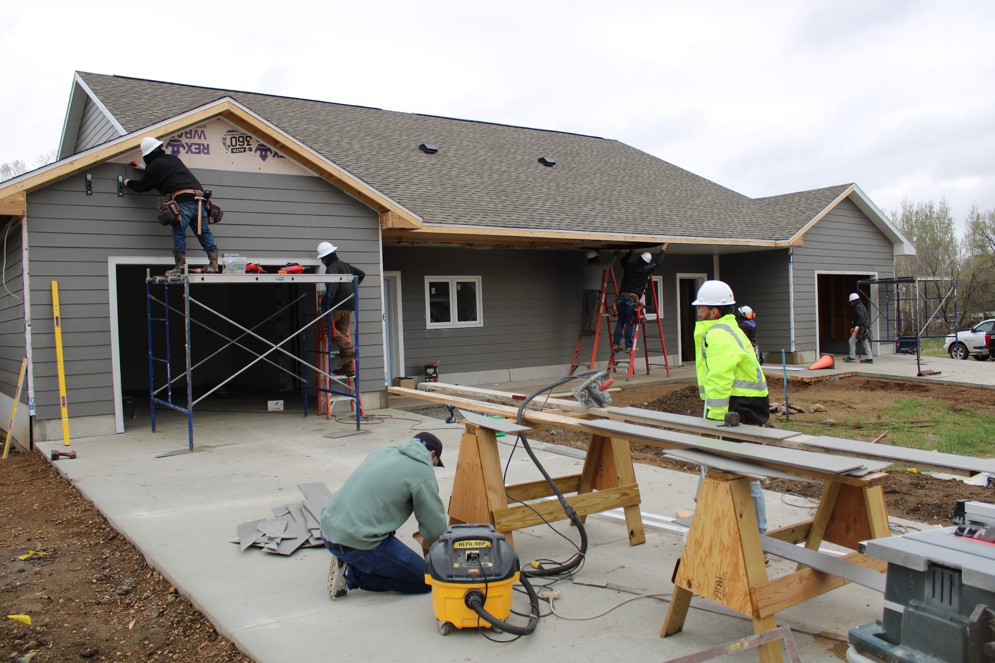 Habitat for Humanity volunteers helped build homes in the Millard Acres subdivision in Sioux Falls, S.D., on April 25, 2025.