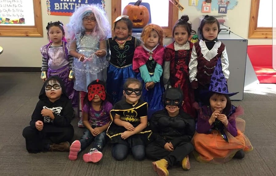 Children celebrate Halloween while attending the Oglala Lakota College Head Start program in 2019.