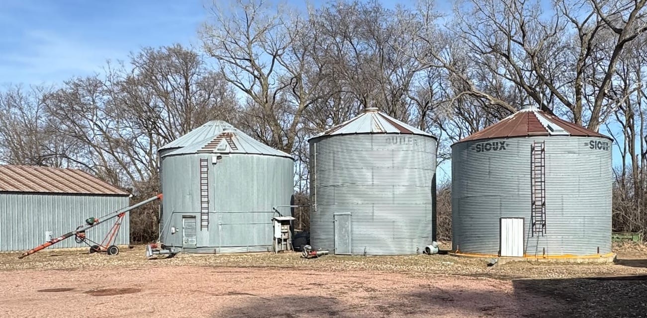 Grain bins were full of soybeans on March 20, 2026