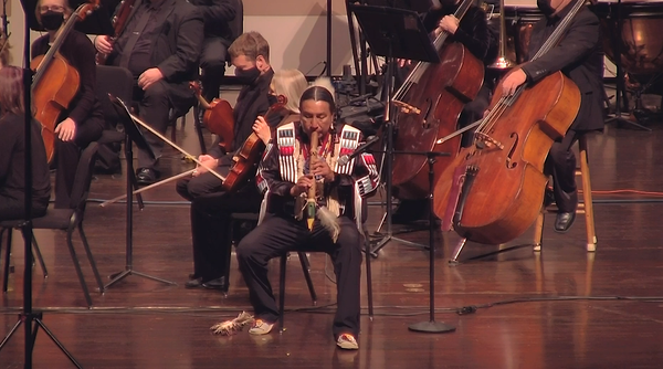 Cedar flute player Bryan Akipa plays with the South Dakota Symphony