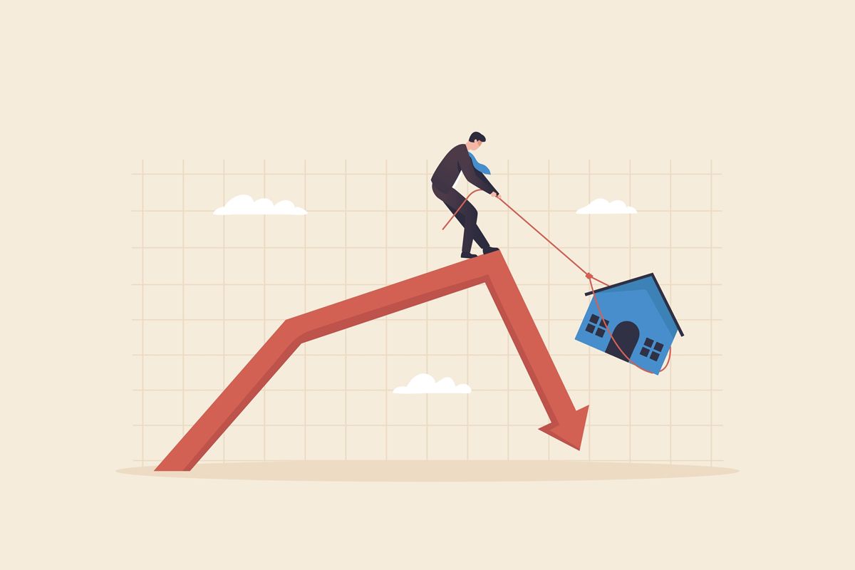 Illustration showing falling housing prices