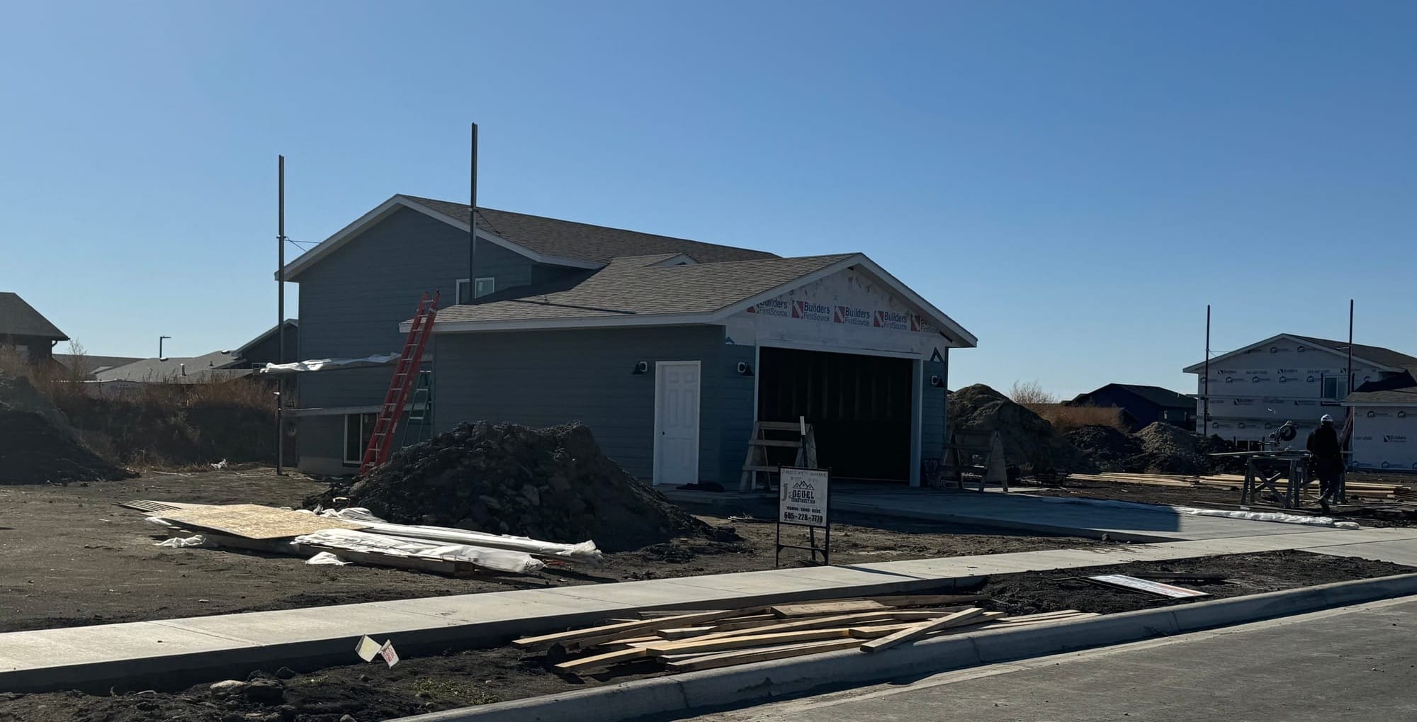 The exterior of a house under construction in Aberdeen, South Dakota.