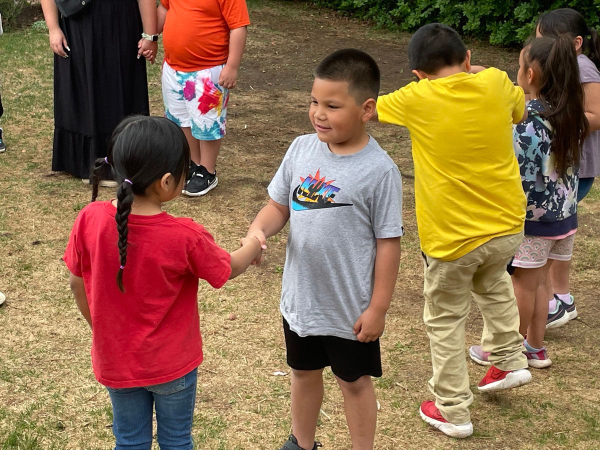 Native American students at Oceti Sakowin Community Academy