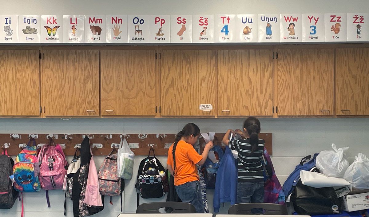 Native American students at Red Cloud Indian School