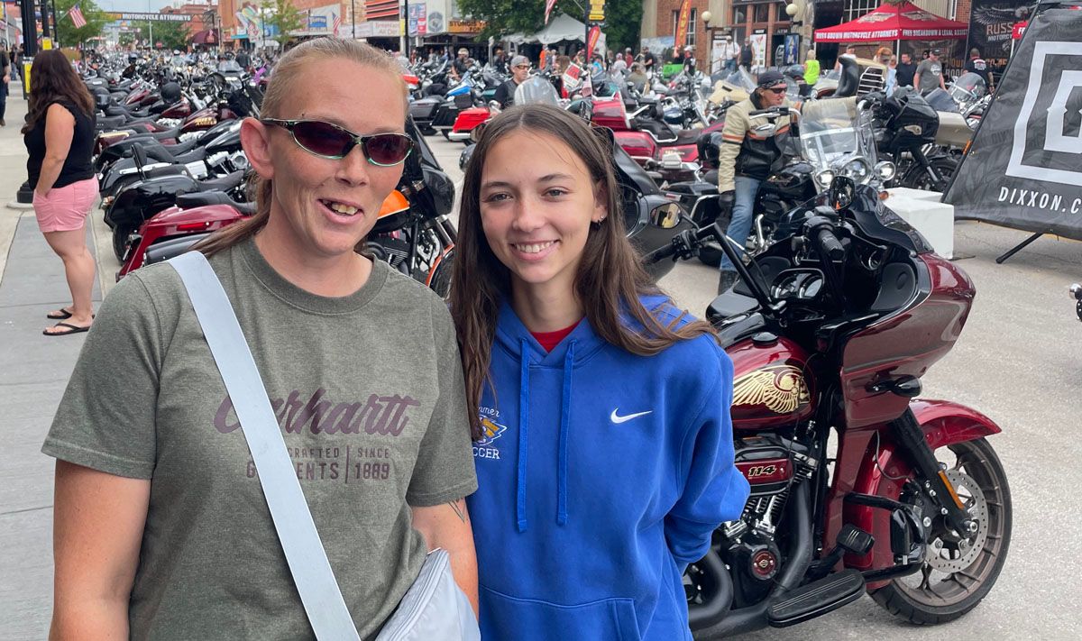 Crystal Hammer and her daughter at the Sturgis Motorcycle Rally