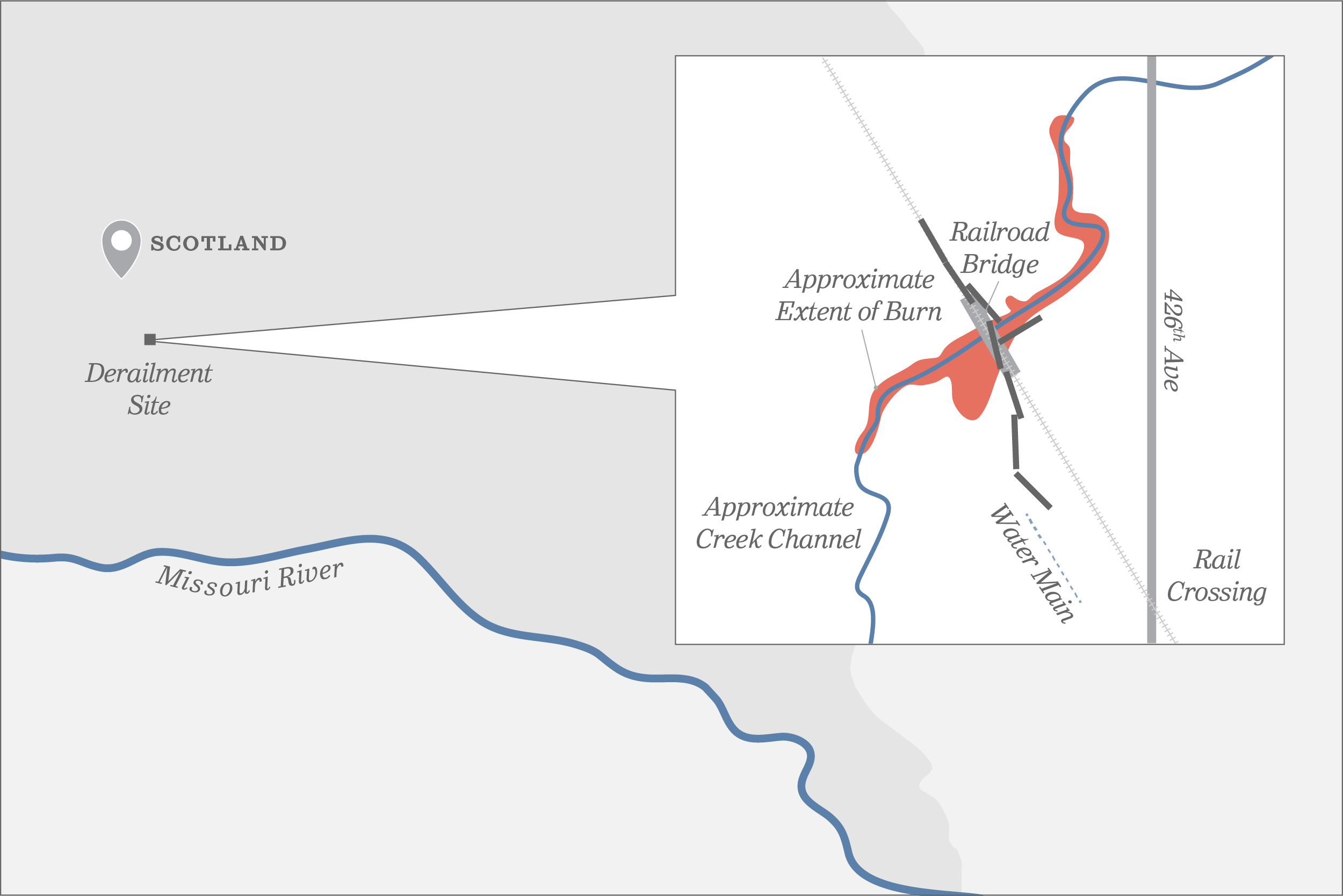 Map of train accident