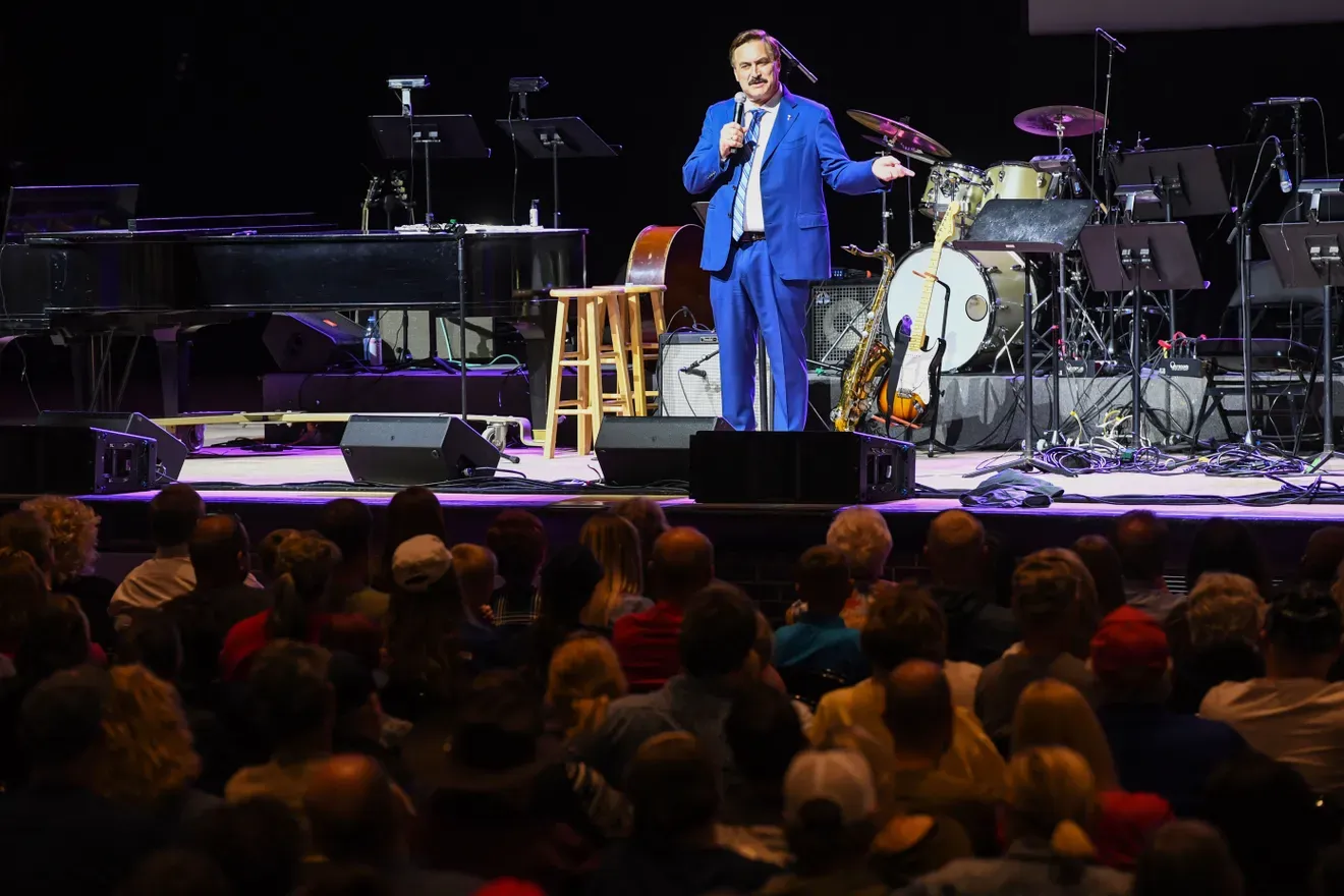 Mike Lindell speaks at Mitchell Corn Palace