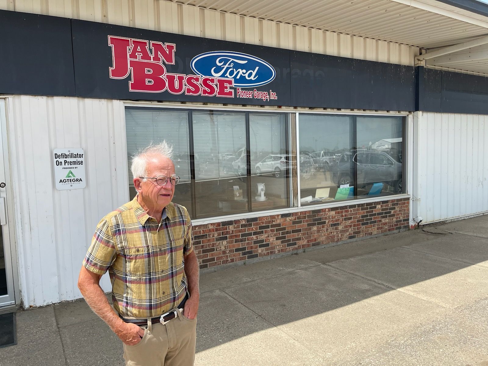 Jan Busse outside his Ford dealership in Highmore