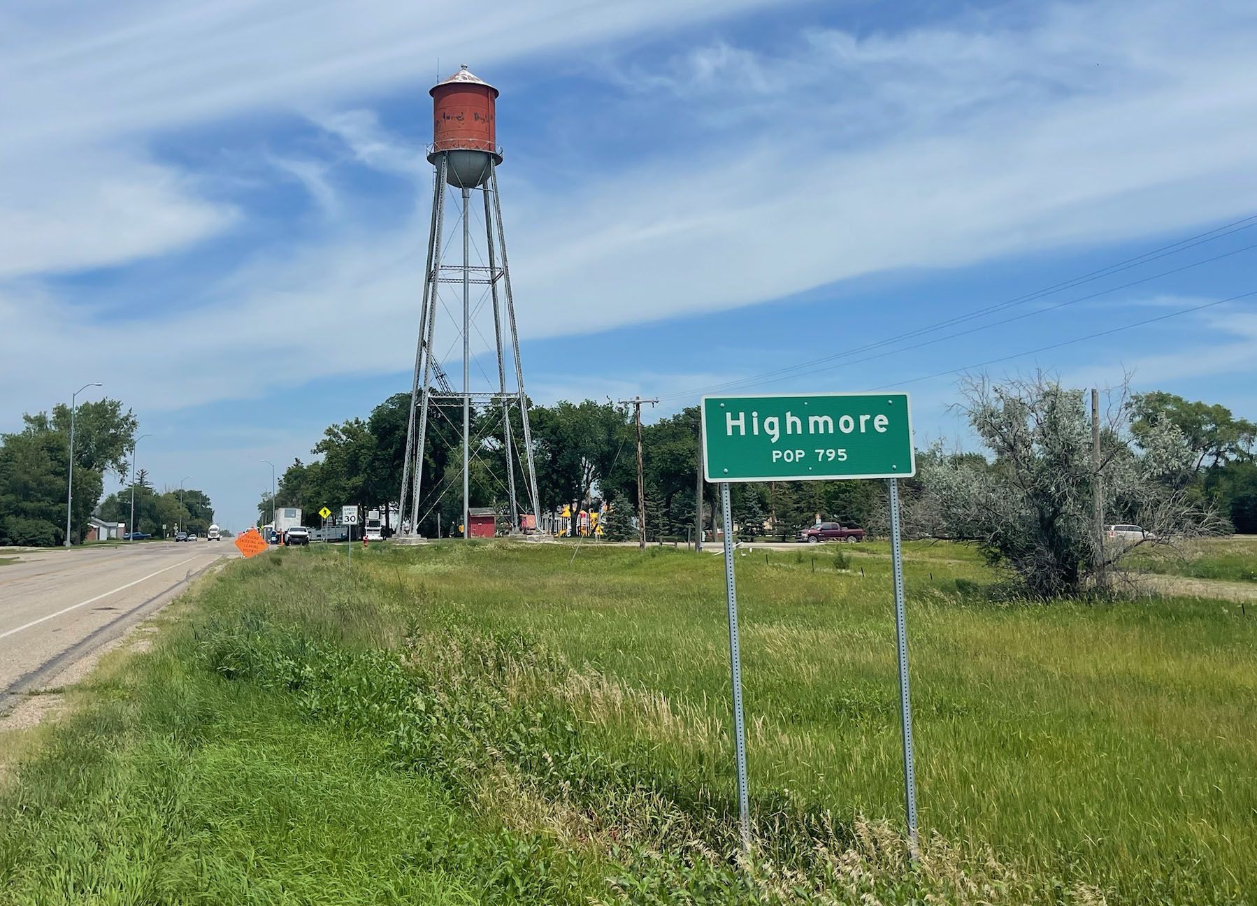 Highmore, South Dakota welcome sign